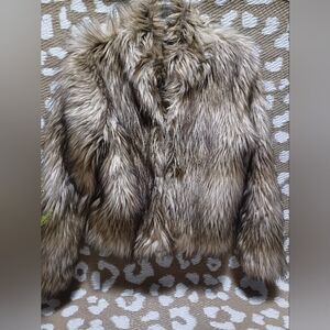 Mob Wife Faux Fur Jacket in Blonde With Black Tips